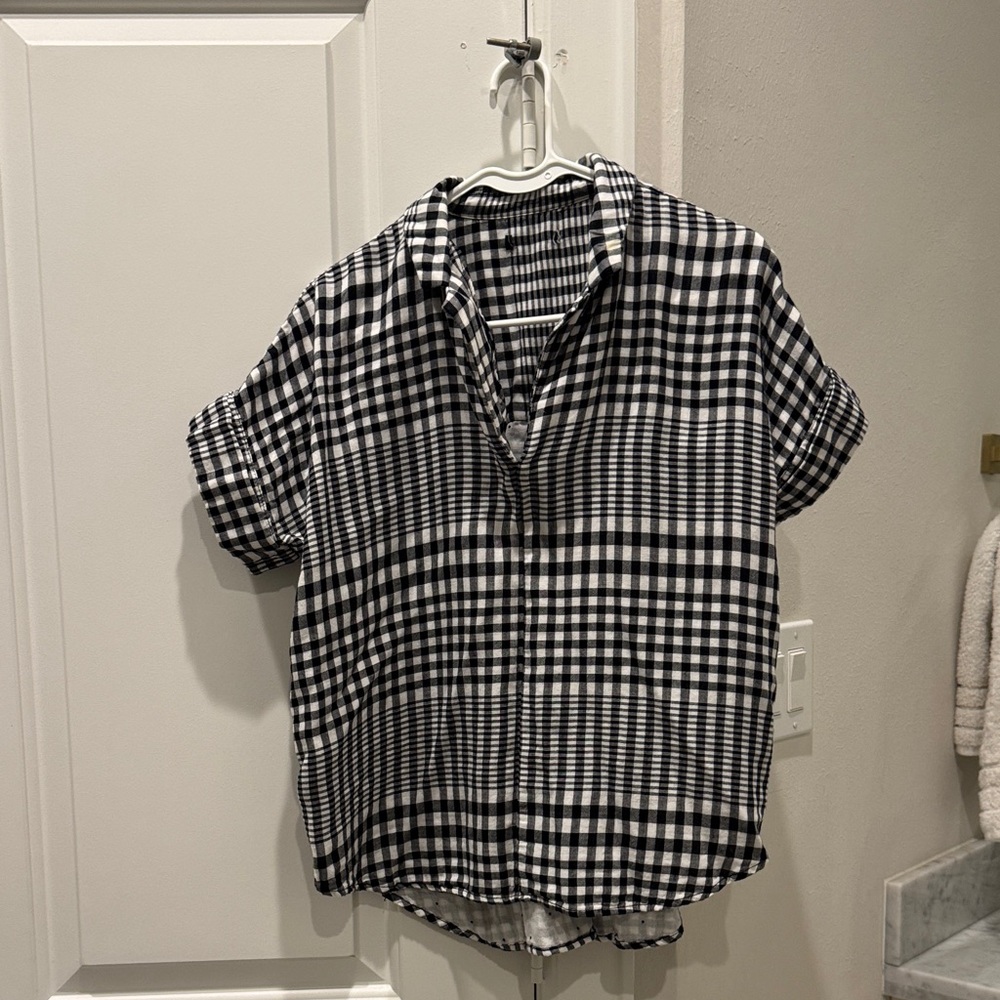 Madewell Black and White Checkered Blouse